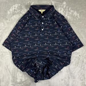 Colours Alexander Julian Patriotic Palm Trees AOP Polo Shirt Size Large